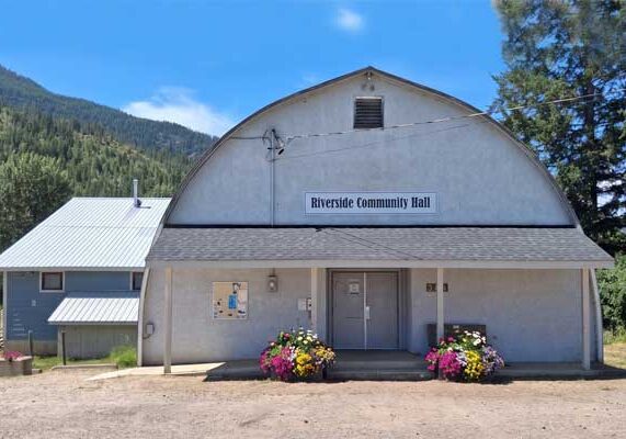 Riverside Community hall in Ashton Creek BC outside Enderby