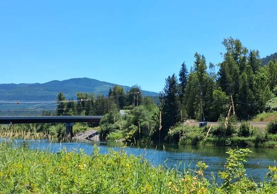 The Shuswap River by Riverside Community Hall in Ashton Creek BC Near Enderby